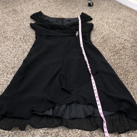 Vintage Dawn Joy Midi Dress Size Medium 10 Black Jeweled Asymmetrical Hem - Picture 9 of 9